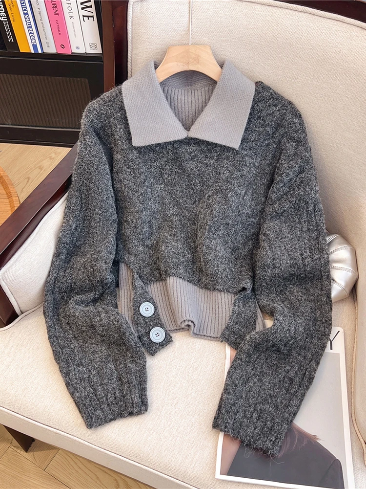 Женский абрикосовый пуловер свитер Harajuku Y2k вязаные кашемировые свитера с