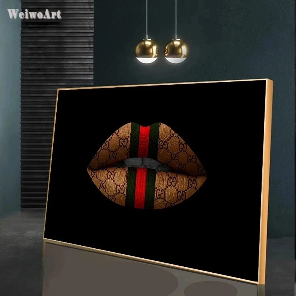 

Художественная Картина на холсте с изображением сексуальных губ, модные женские плакаты и принты, современные настенные картины для роскош...