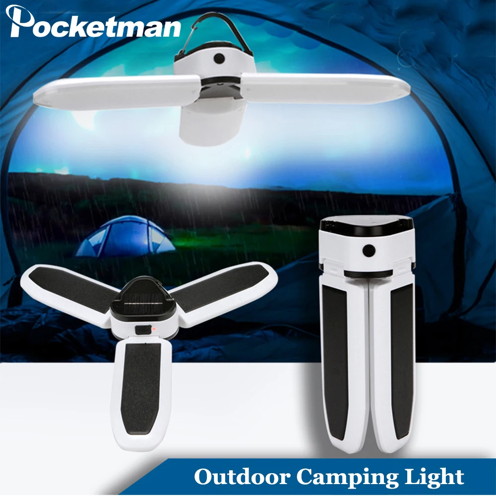 

Solar+USB Rechargeable 60 LED Camping Lantern Outdoor Three Leaf Emergency Bulb Light Power Bank Camping Light Tent Light Torch