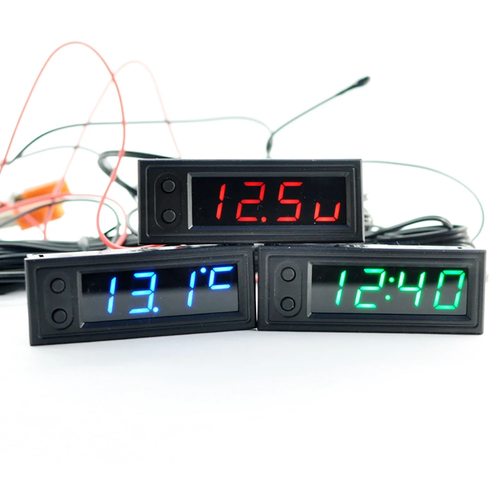 

New DIY Multifunction High-precision Clock Inside Outside Car Temperature Battery Voltage Monitor Panel Meter DC 12v Dropship