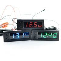 new diy multifunction high precision clock inside outside car temperature battery voltage monitor panel meter dc 12v dropship
