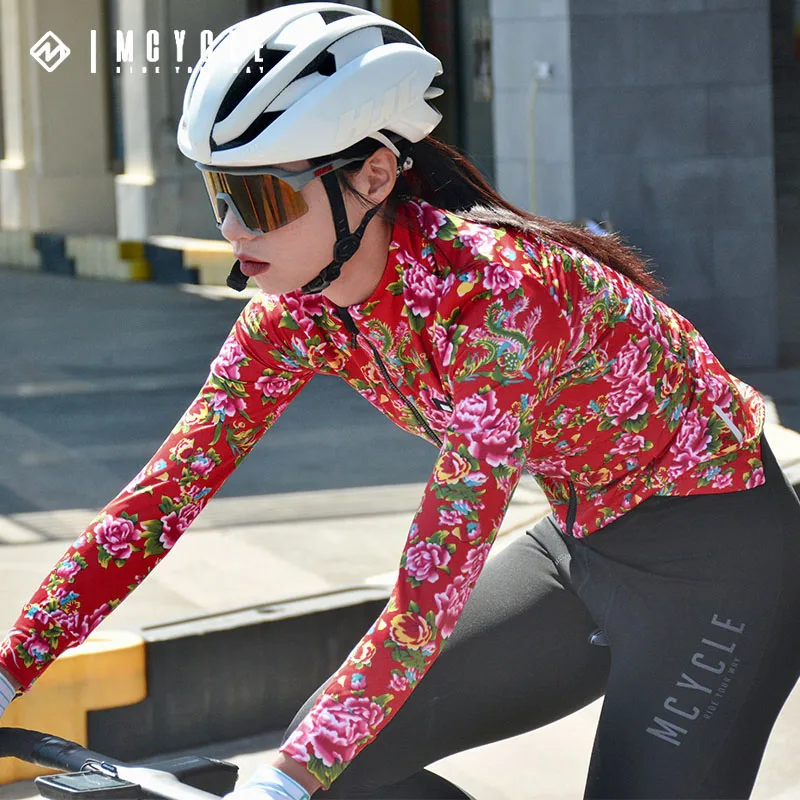 Велосипедная одежда Mcycle Северо-восточного цветочного дизайна Флисовая теплая