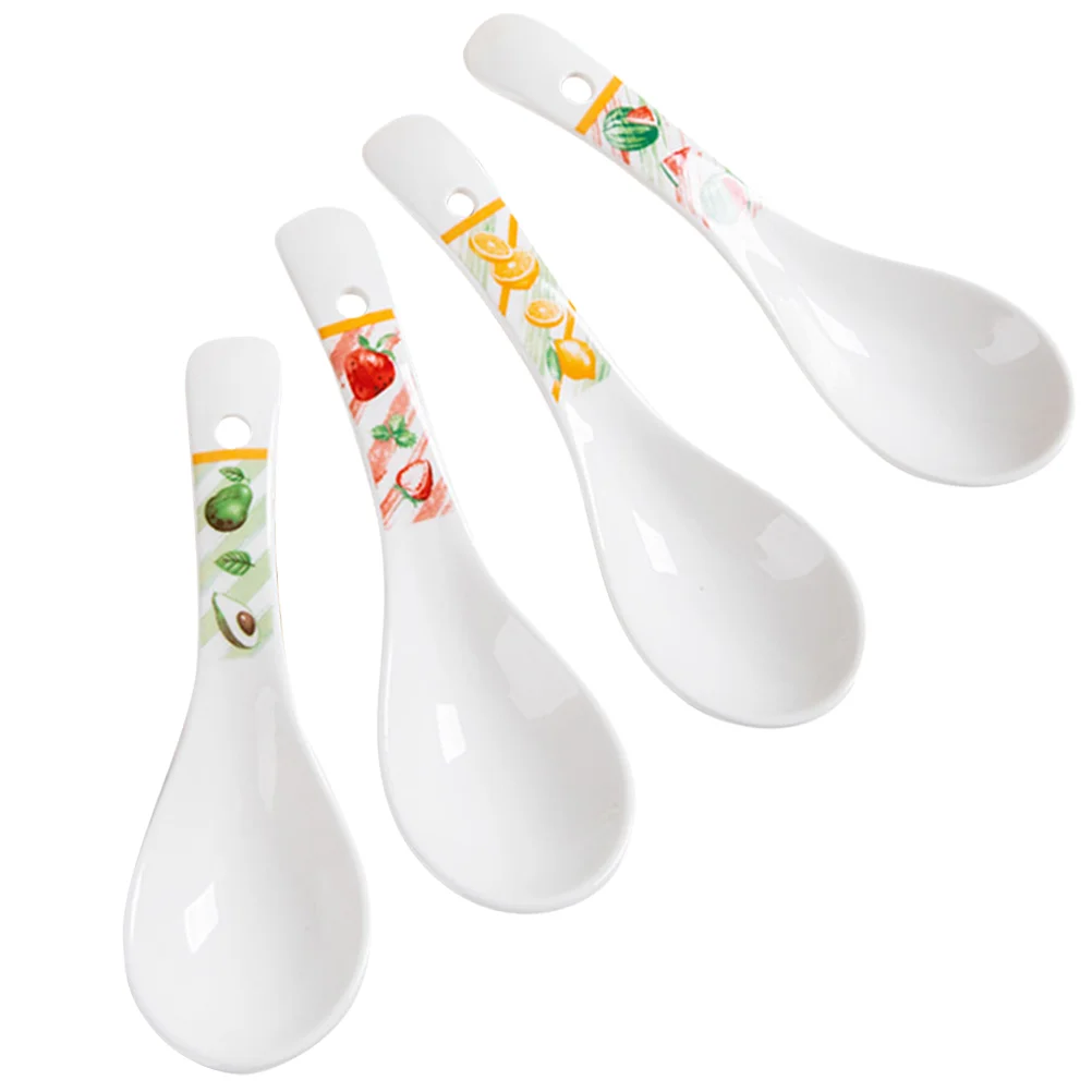 

4 Pcs Spoons Cream Spoons Japanese Soup Spoons Oriental Spoon Porridge Spoon Asian Soup Spoons Ceramic Serving Ladle