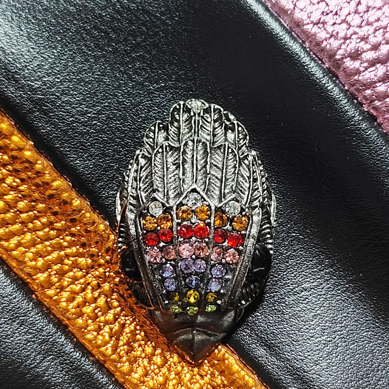 2023 New Kurt G London Rainbow Patchwork Women Purse Eagle Icon Bird Head On Front Flap Jointing Colorful Cross Body Bag