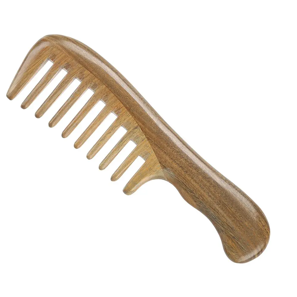 

Simple Vintage No-static Peach Wood Comb Thicker Wooden Fine Tooth Hair Care Tool Relieve Stress Portable Scalp Massager