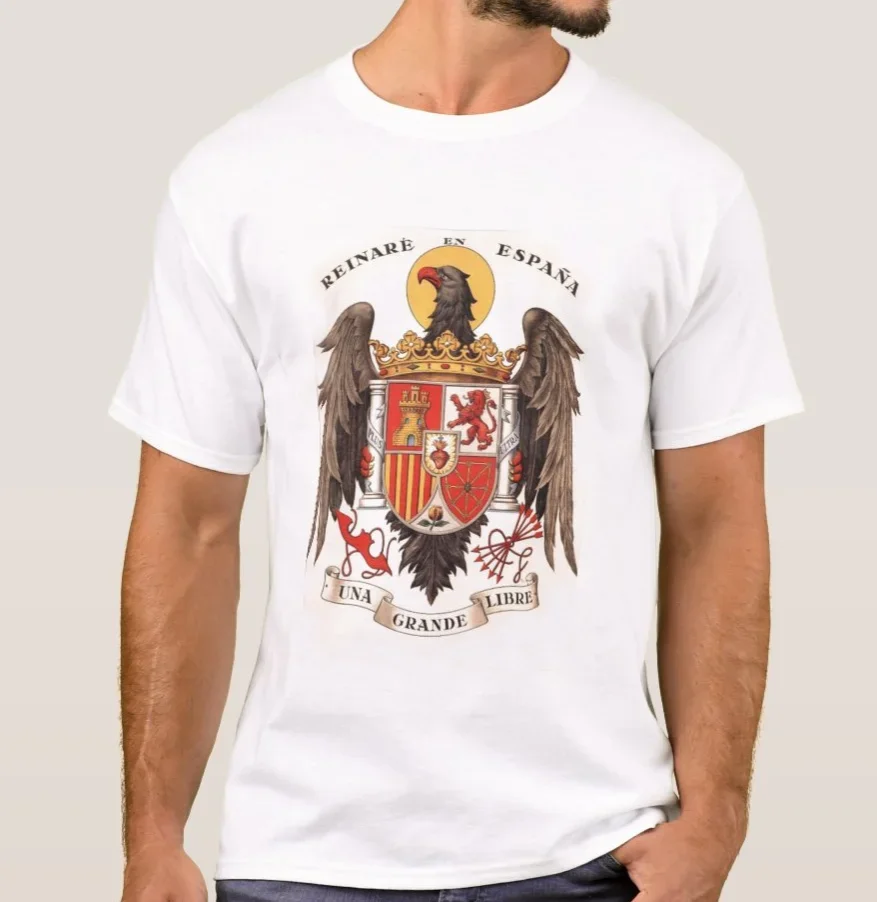 Испанская императорская футболка San Juan Eagle с гербом и графикой 100% хлопок круглым