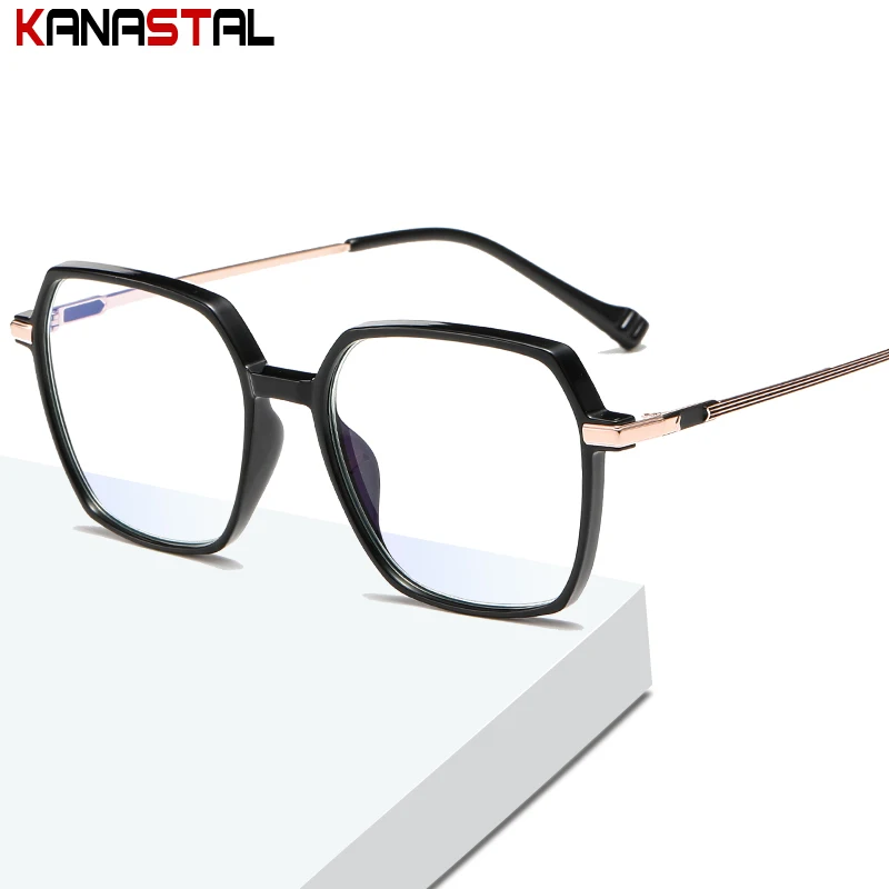 

Women Blue Light Blocking Glasses Men New Trend TR90 Polygon Eyeglasses Frame Anti Ultraviolet Transparent Lens Reading Eyewear