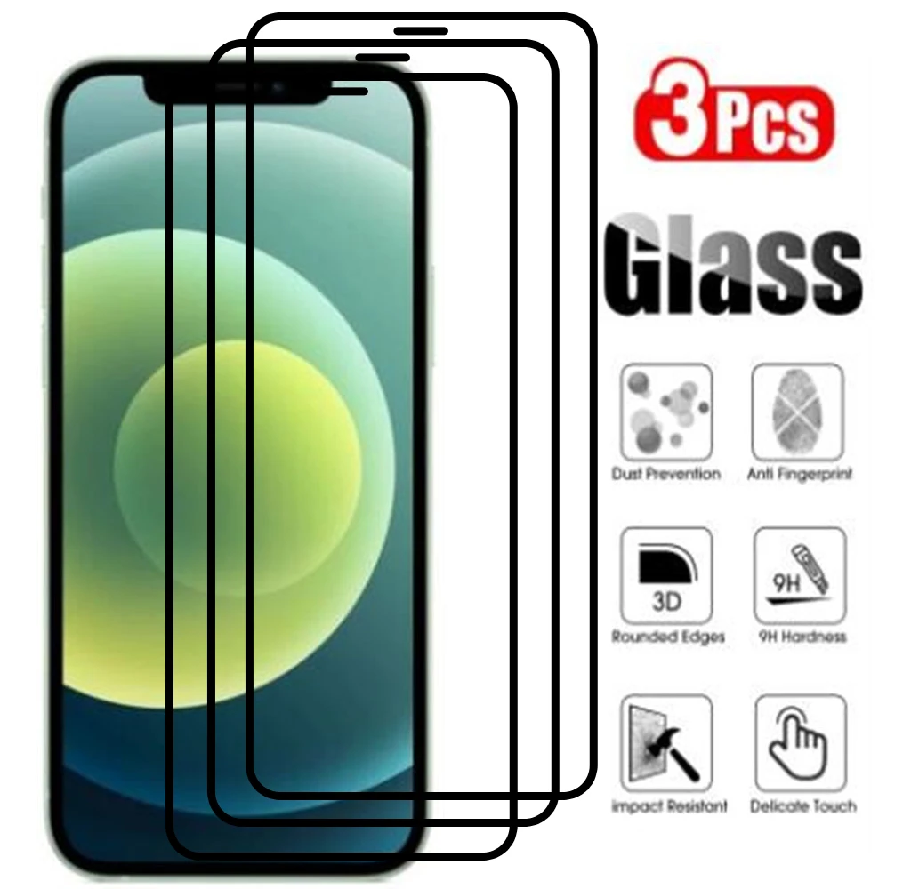 

9D Screen Protector Full Cover Tempered Glass for IPhone 13 12 11 Pro Max Mini X XR XS Max 78 plus Multi-layer Reinforced