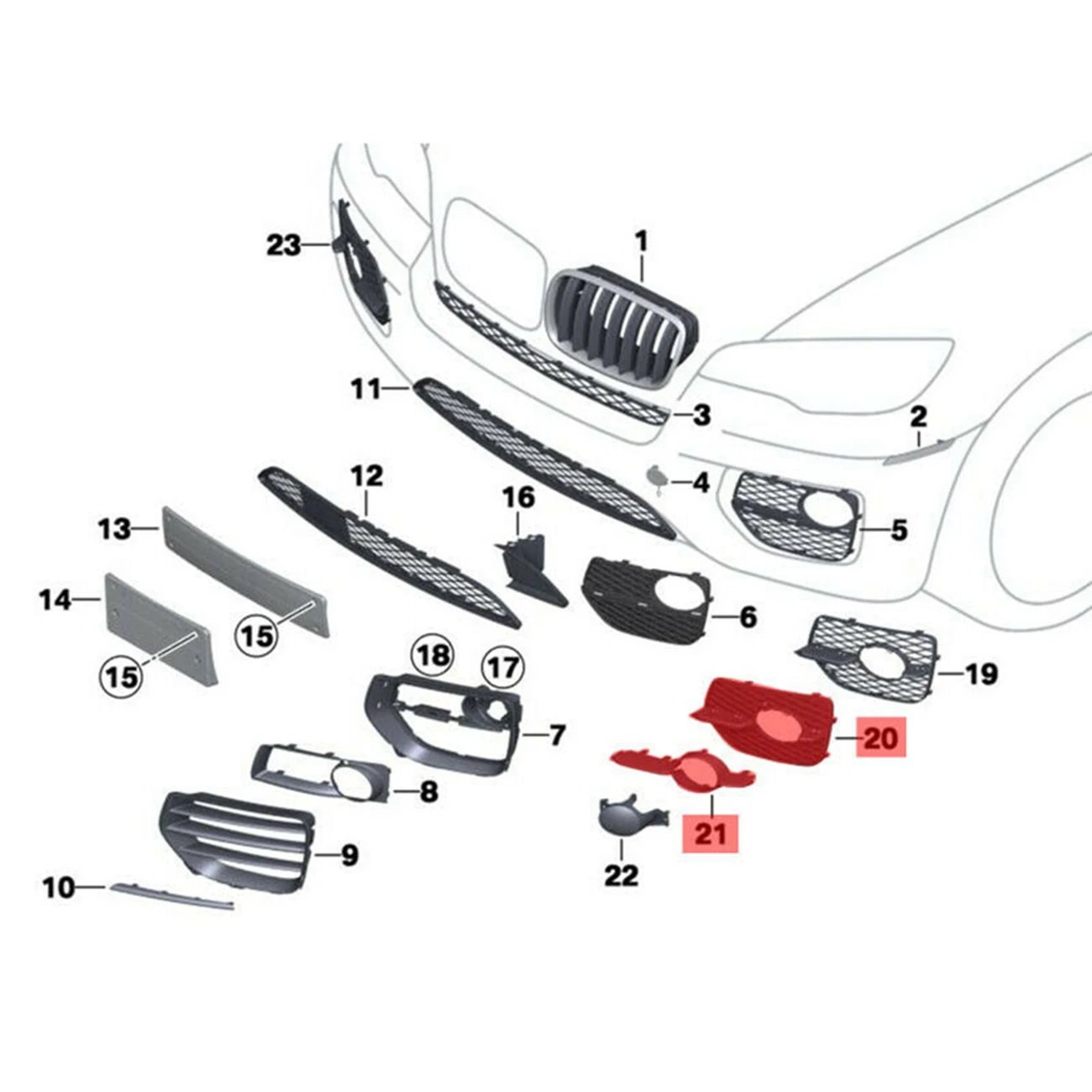 Передний бампер противотуманная задняя крышка отделка радиатора 51117188383 51117188384