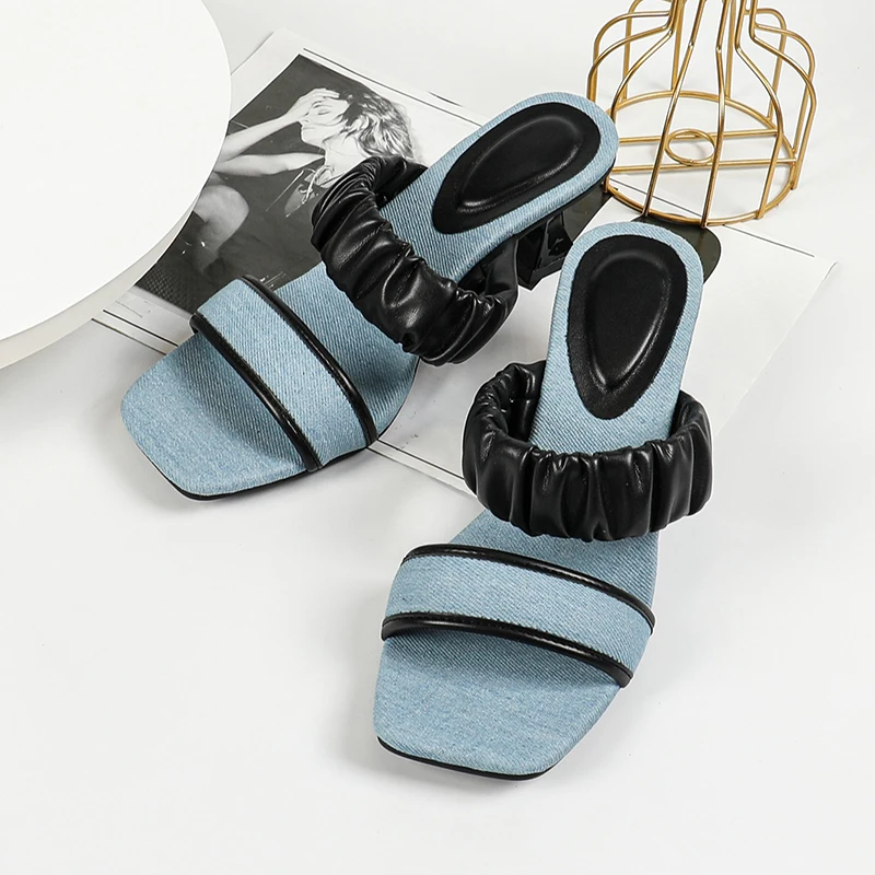 Женские босоножки Kcenid летние лаконичные слипоны из денима новинка модные