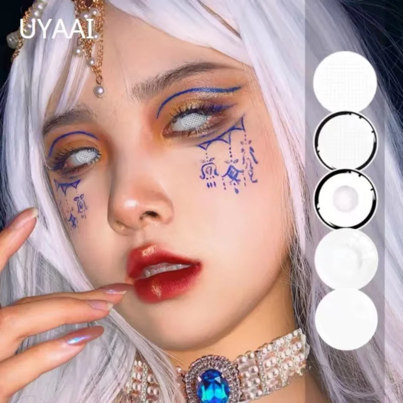 

UYAAI 2Pcs/1Pair White Contact Lenses For Pupils Eyes Halloween Anime Cosplay Lenses Eye Contacts Makeup Free Shipping Offers