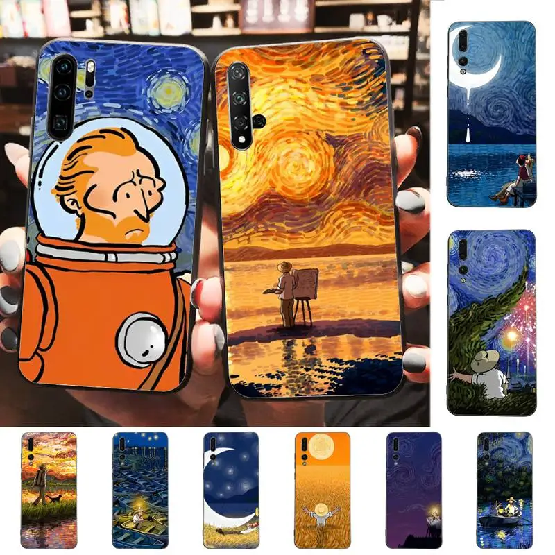 

Van Gogh Starry Sky Art Phone Case Soft Silicone Case For Huawei p 30lite p30 20pro p40lite P30 Capa