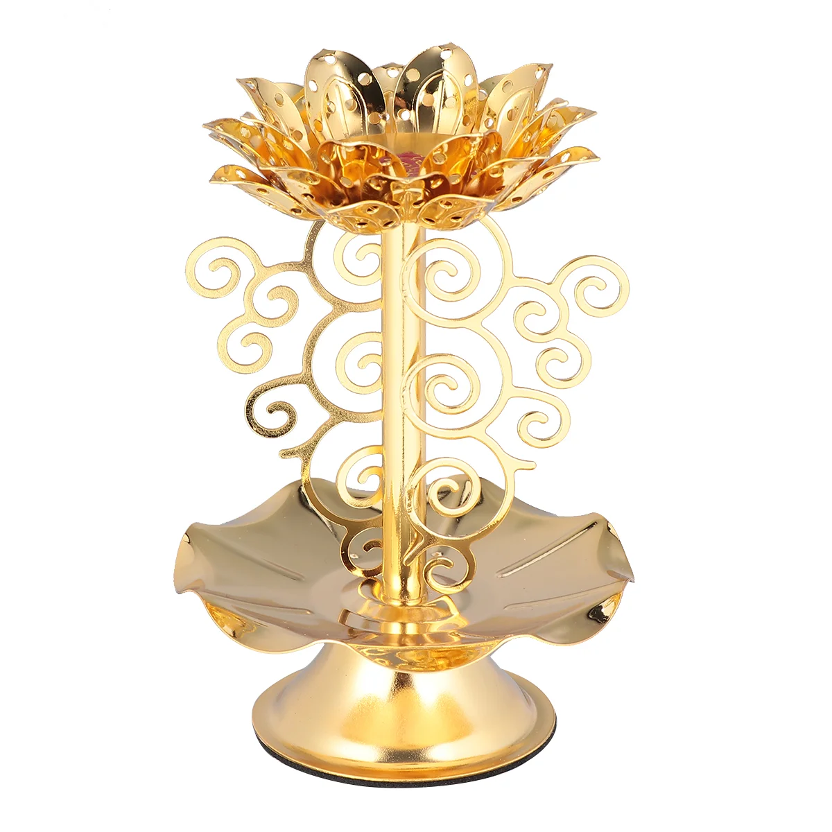 

Holder Lotus Lamp Candlestick Stand Diwali Decor Indian Lantern Diya Tealight Holders Oil Gold Flower Brass Lamps Pooja Metal