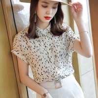 chiffon short sleeved shirt womens summer thin loose top 2022 new small stand up collar floral shirt korean tees short