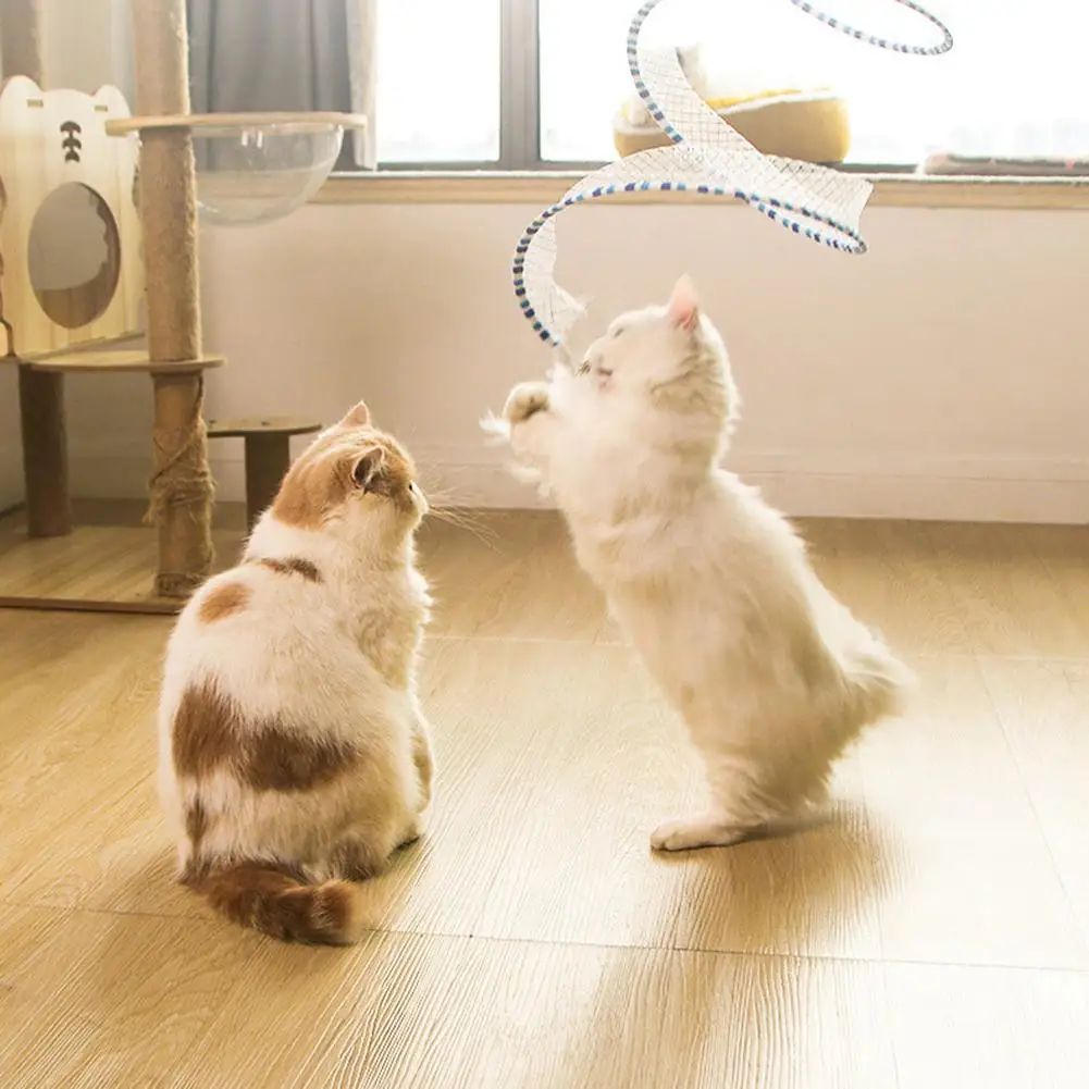 

NEW Pet Cat S-type Foldable Tunnel Toy With Feather Pet Interactive Toy Kitten Accessories For Indoor Cats