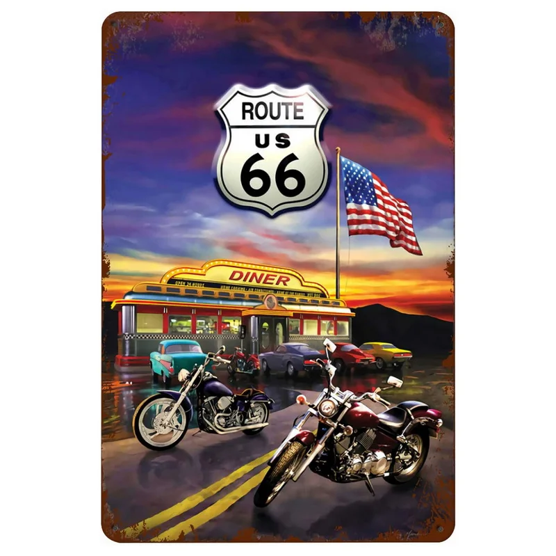 

Металлическая вывеска Route 66