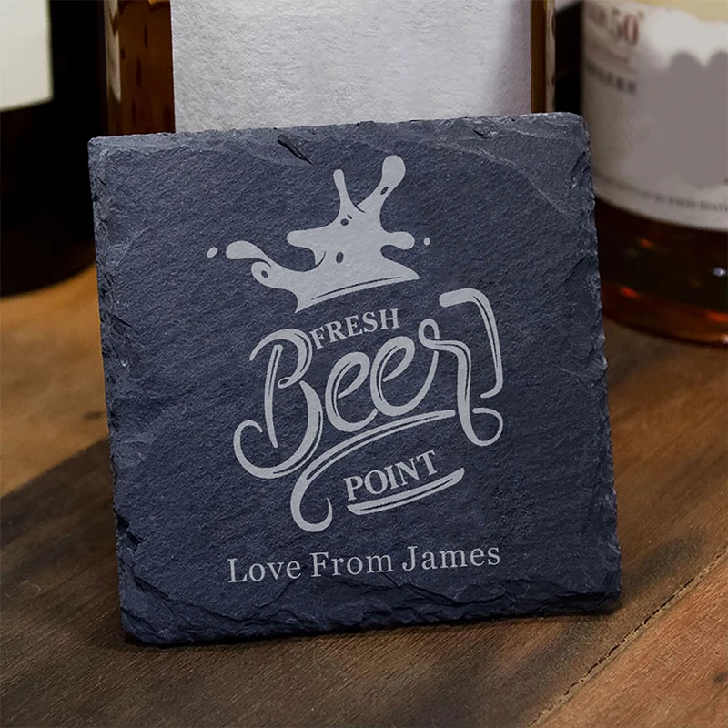 

Slate Coasters Personalised Beer Coaster for Father Grandpa Dad Custom Gift for Fathers Day Engraved Square Cup Mat Mug Coaster