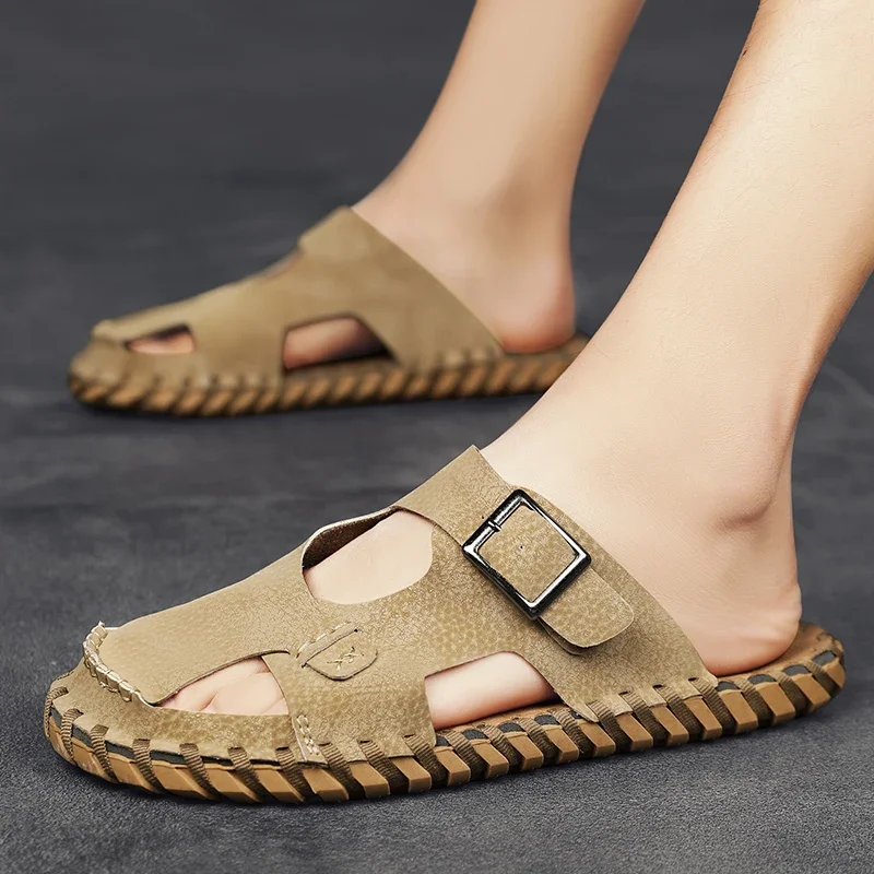 Летние мужские тапочки повседневные пляжные сандалии уличная обувь шлепанцы