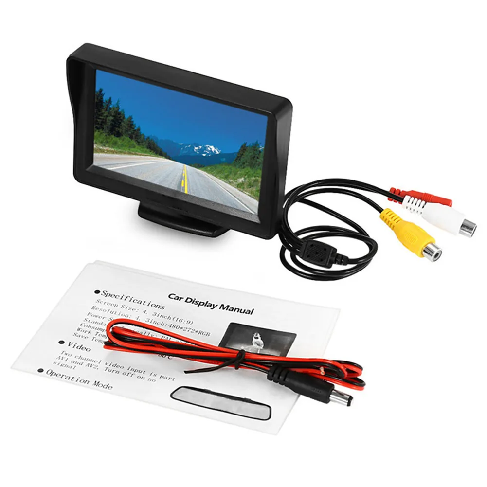 

12V Car Rear View Backup Reverse 8 Led Camera Night Vision +4.3 Inch TFT LCD Bracket Rear View Monitor