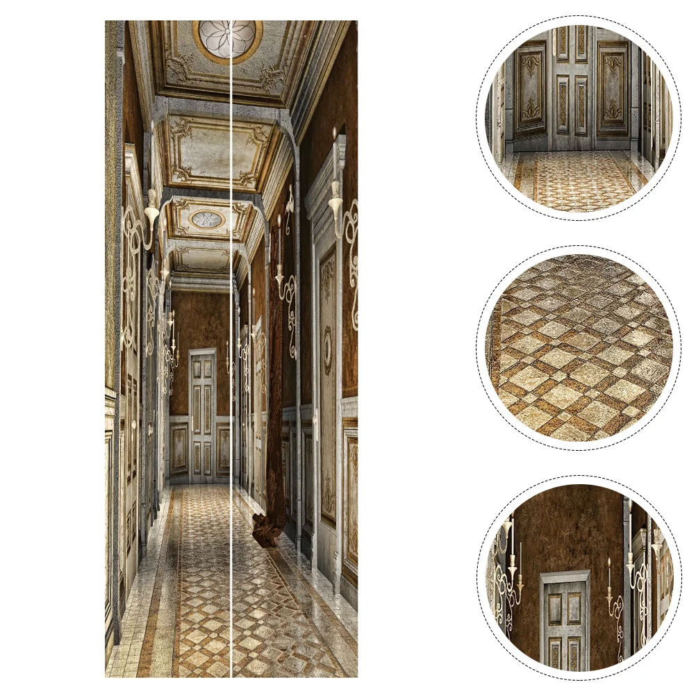 

Наклейка на дверь, 3D наклейки, настенные Стикеры, настенные Стикеры, наклейки на обои, водостойкие декоративные обои, домашний ландшафт, съе...