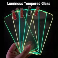 full cover luminous screen protectors for iphone 11 12 13 pro max mini glowing tempered glass for iphone xs max x xr se glass
