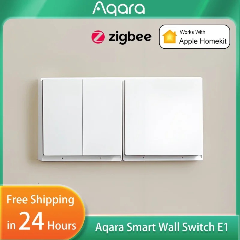 Фото Умный настенный выключатель Aqara E1, беспроводной, Zigbee 3.0, с/без нейтрального провода, совместим с MiHome и HomeKit №1