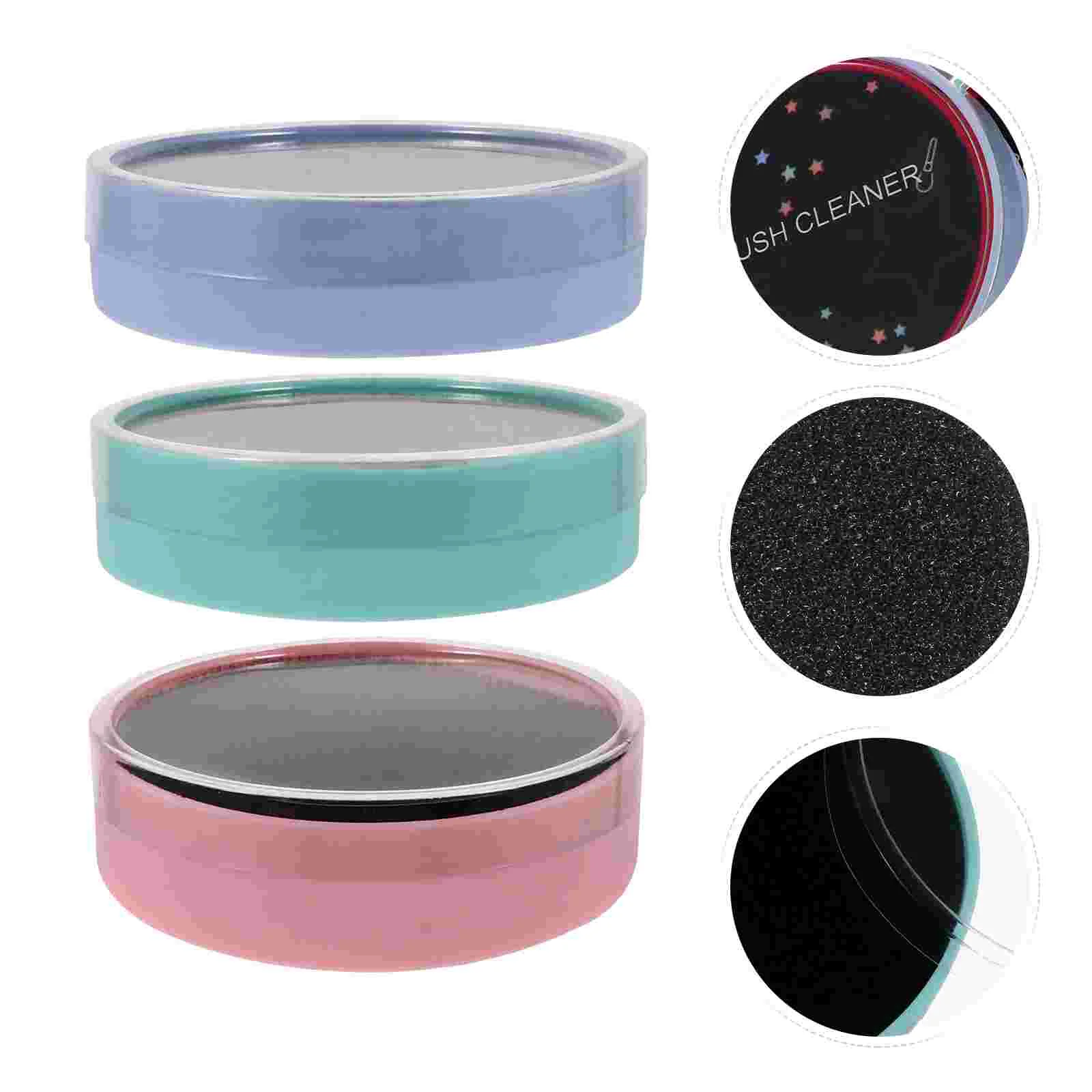 

3Pcs Durable Safe Makeup Supplies Color Removal Sponge Box Makeup Brush Cleaning Box