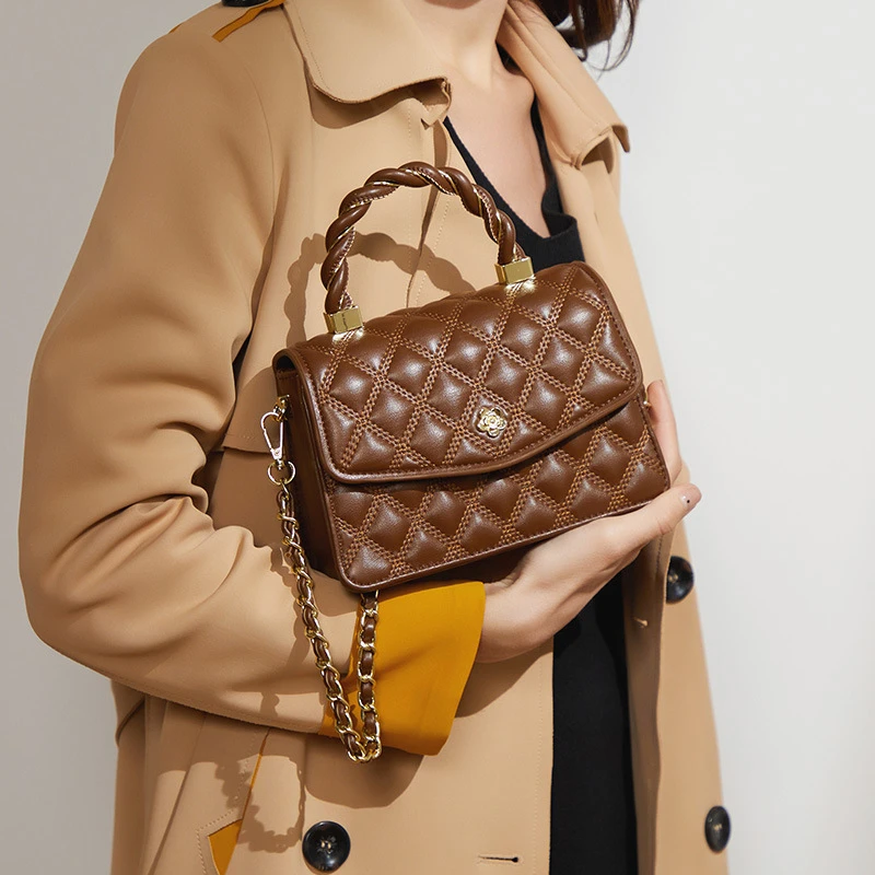 

Brand Designer Plaid Quilted Women's Crossbody Bag Fashion Chain Messenger Bag Small Square