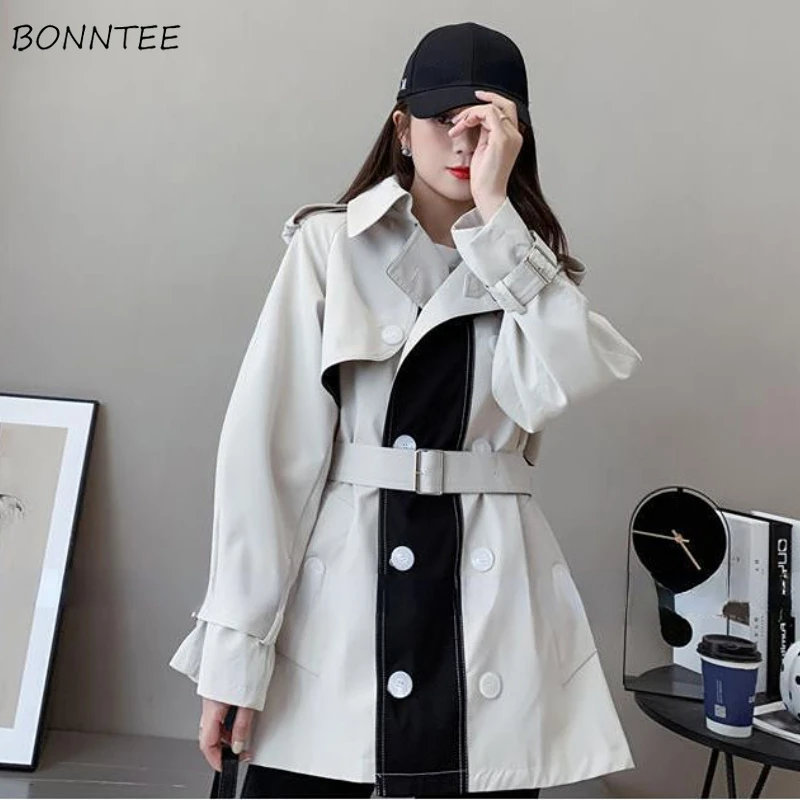 Тренч Женский трапециевидный составного кроя с поясом элегантная Милая