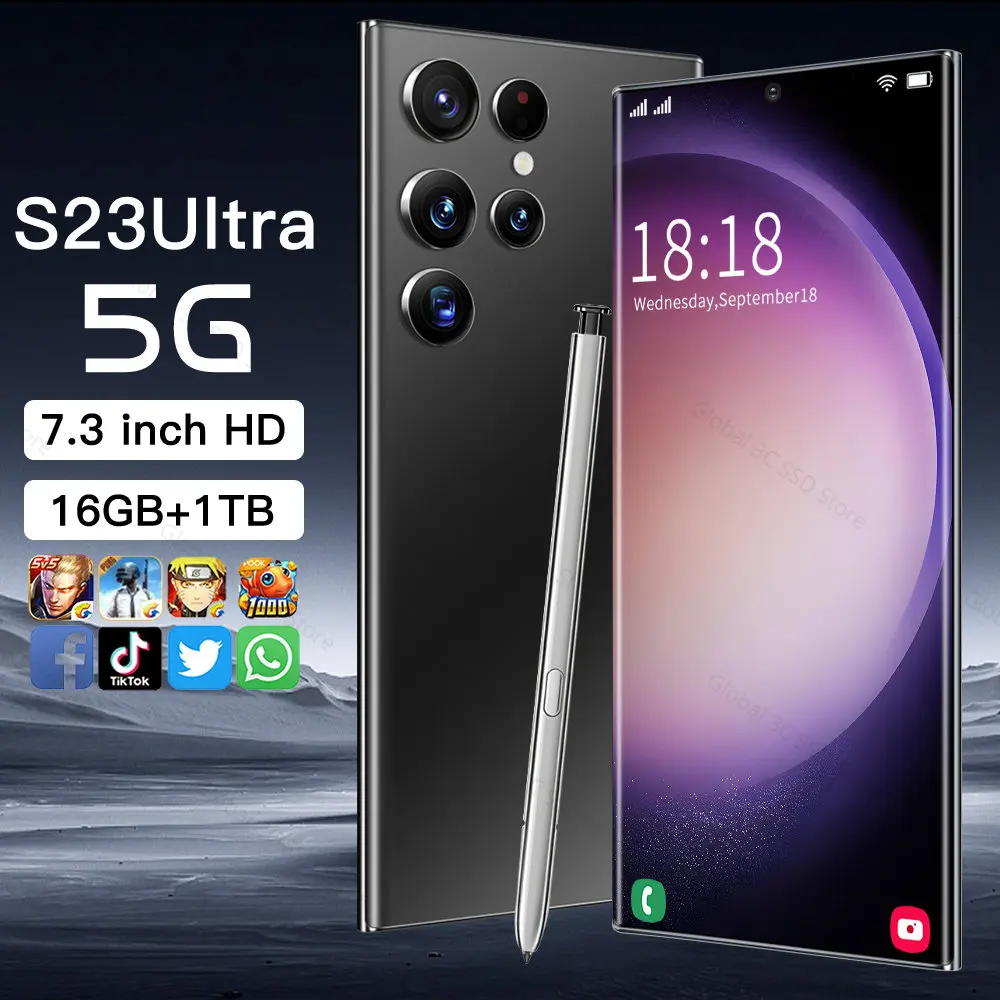 

Global Version New S23+Ultra 7.3 Inch Smartphone 4G Internet Phone 6800mAh 32MP+64MP Dual SIM Dual Standby