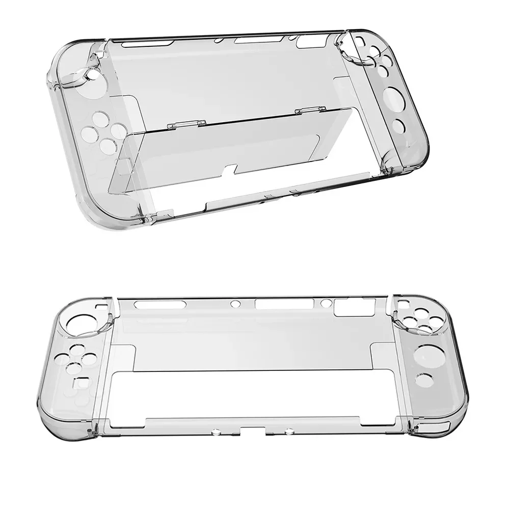

Crystal Clear Console Shell for Nintendo Switch OLED Protective Flip Case Crystal Transparent Cover Anti-fall Shockproof Guard