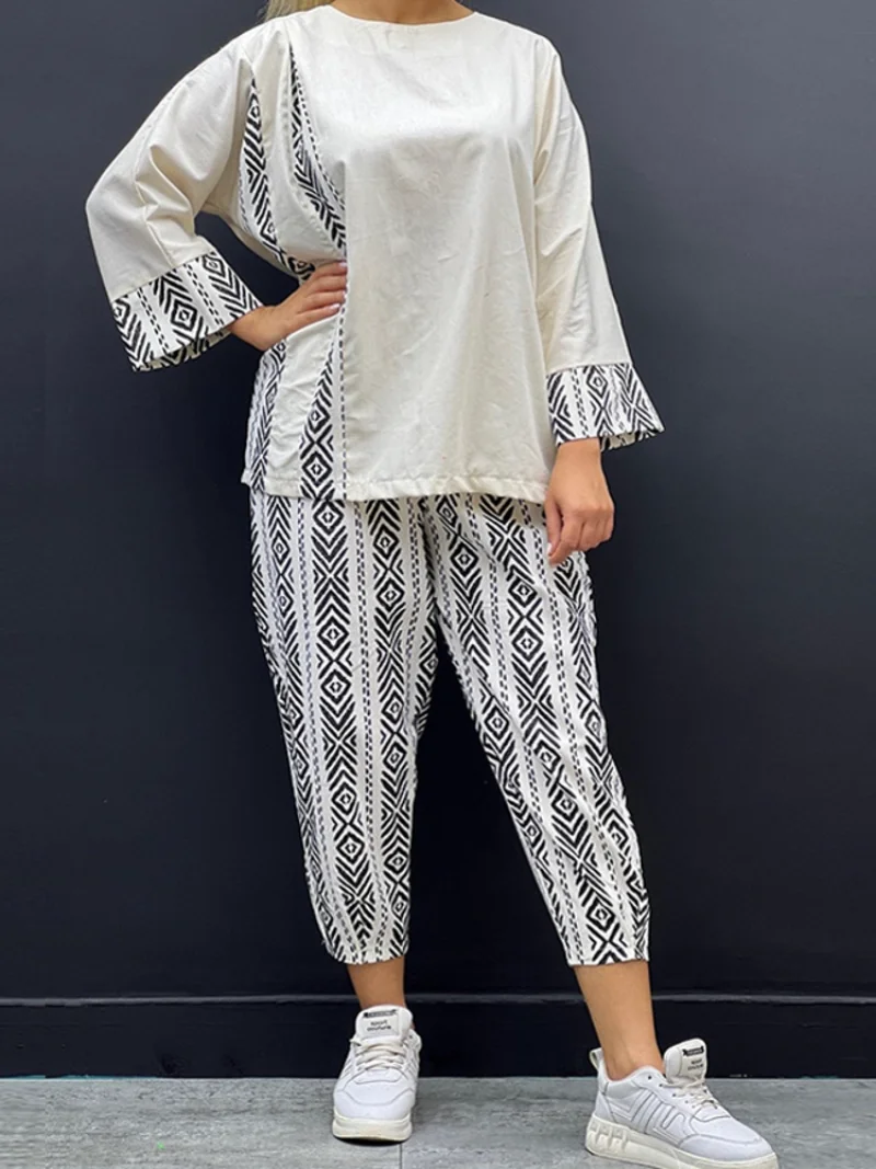 2 Pieces Women's Sets Summer Autumn Flower Print Blouse Shirt Suit Tops And Pants Suits Dashiki African Set Tracksuit Outfit