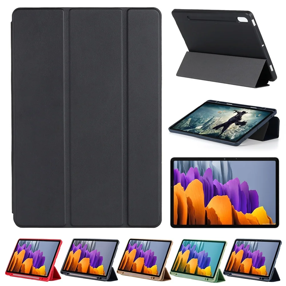 

For 2020 Samsung Galaxy Tab S7 Case 11inch S7+ 12.4inch Tablet Cover Magnetic With Pencil Holder T870 T875 T970 T975