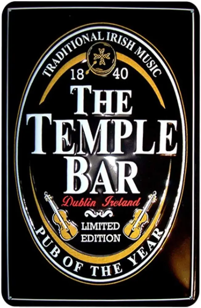

Original Retro Design The Temple Bar Tin Metal Signs Wall Art | Thick Tinplate Print Poster Wall Decoration for Bar