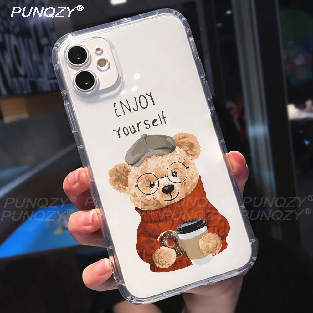 Fashion Couple sports bear Phone Case For iphone 14 pro max 13 pro max 12 PRO 11 XR XS MAX 7 6s 8 Plus SE Soft TPU Silicone Case