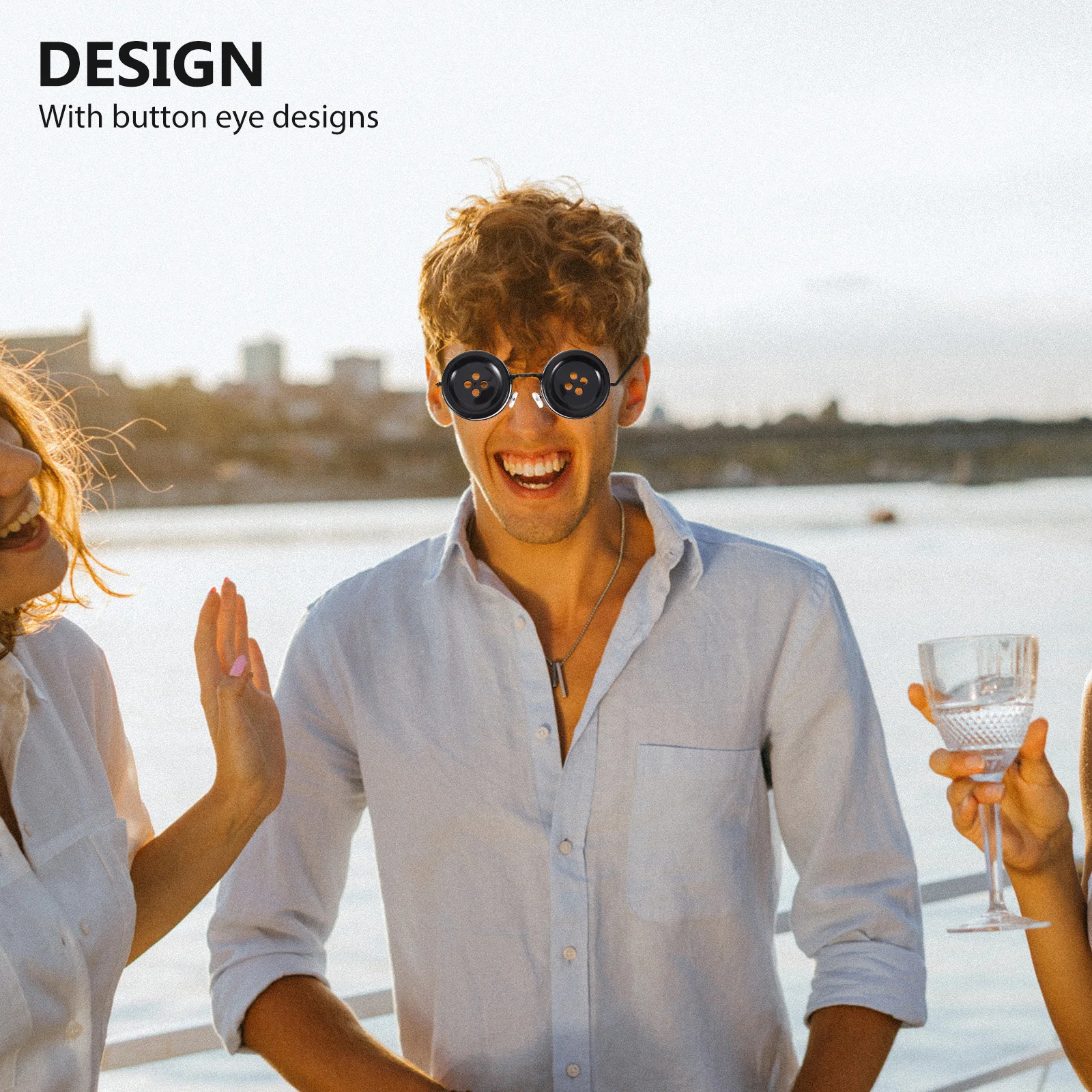 Мужская одежда очки на пуговицах модные солнцезащитные крутые для подростков