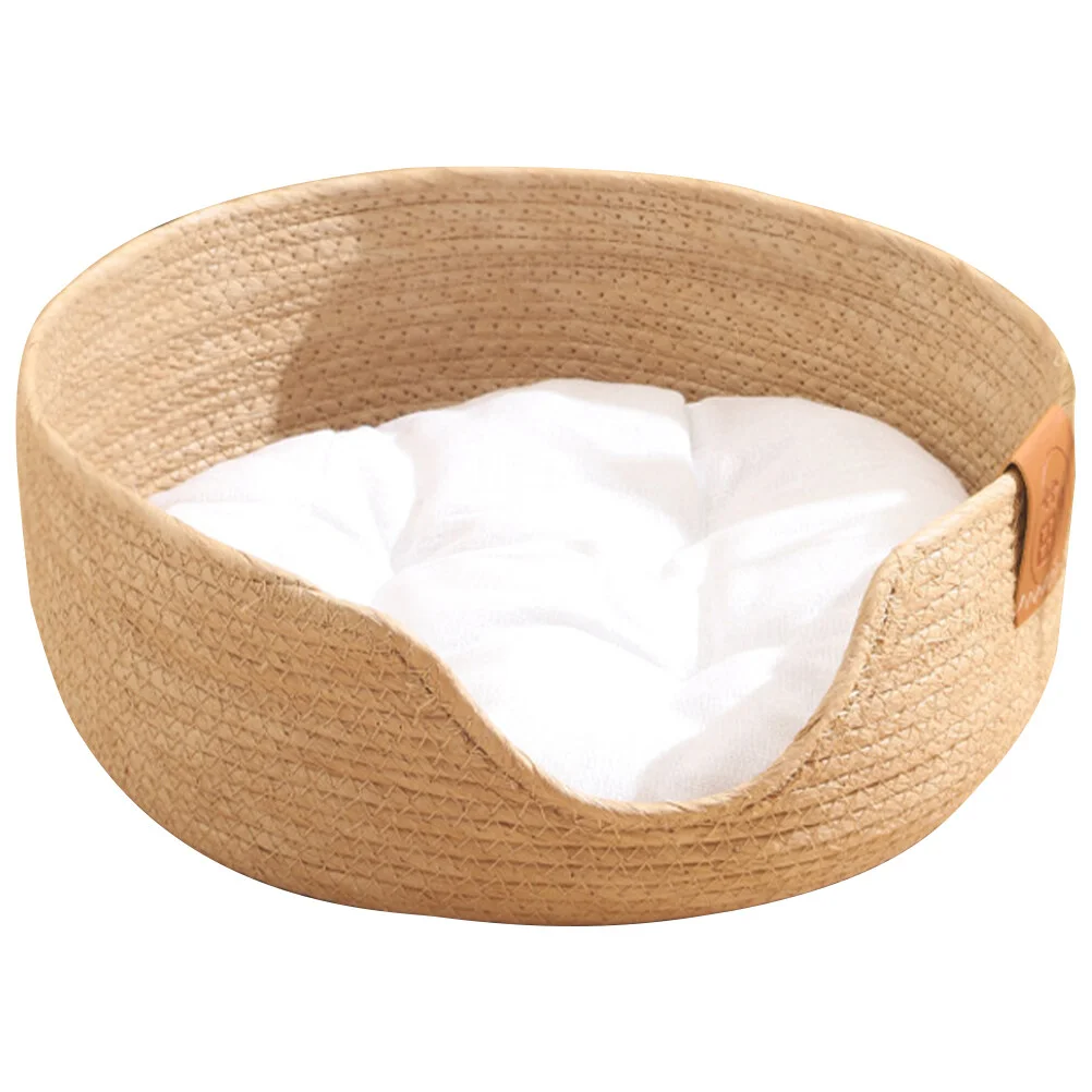 

Cat Supplies Dog Nest Summer Pet House Bed Beds Small Dogs The Woven Kitten Sleeping Cattail Grass Washable