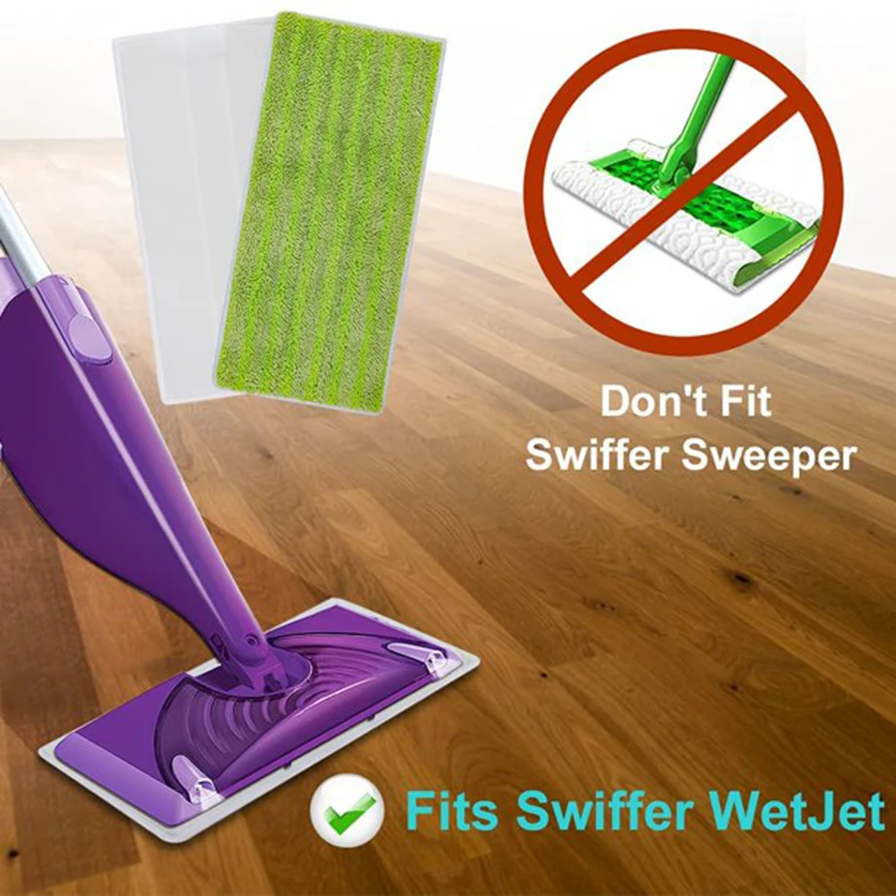 

5 Microfiber Cloth Pack Reusable Washable Mop Pads For Swiffer Wet Jet Green For Cleaning Crumbs,Dirt,Dust,Pet Hair And Dander