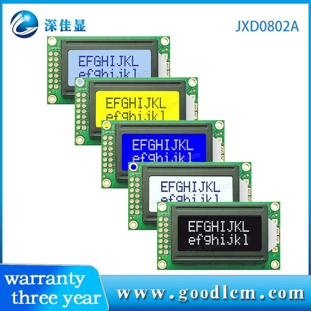 

STN yellow green screen 0802lcd 08*02lcd display module CHARACTERS 8 CHARACTERS*2 LINES BUILT IN CONTROLLER SPLC780D OR KS0066