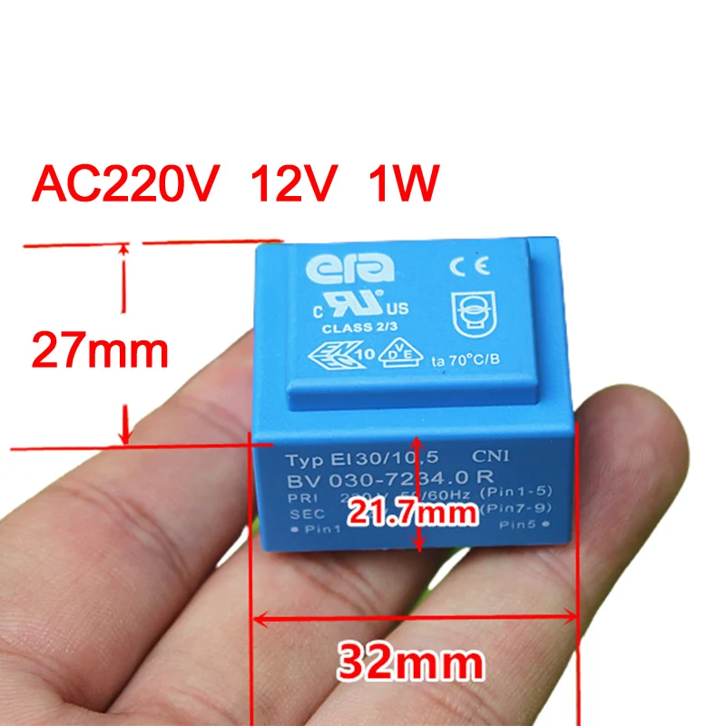 

1pc Sealed Waterproof Transformer 220V To 12V 1W AC Power Supply Epoxy Resin High Quality Transformer Adapter for LED Lamps