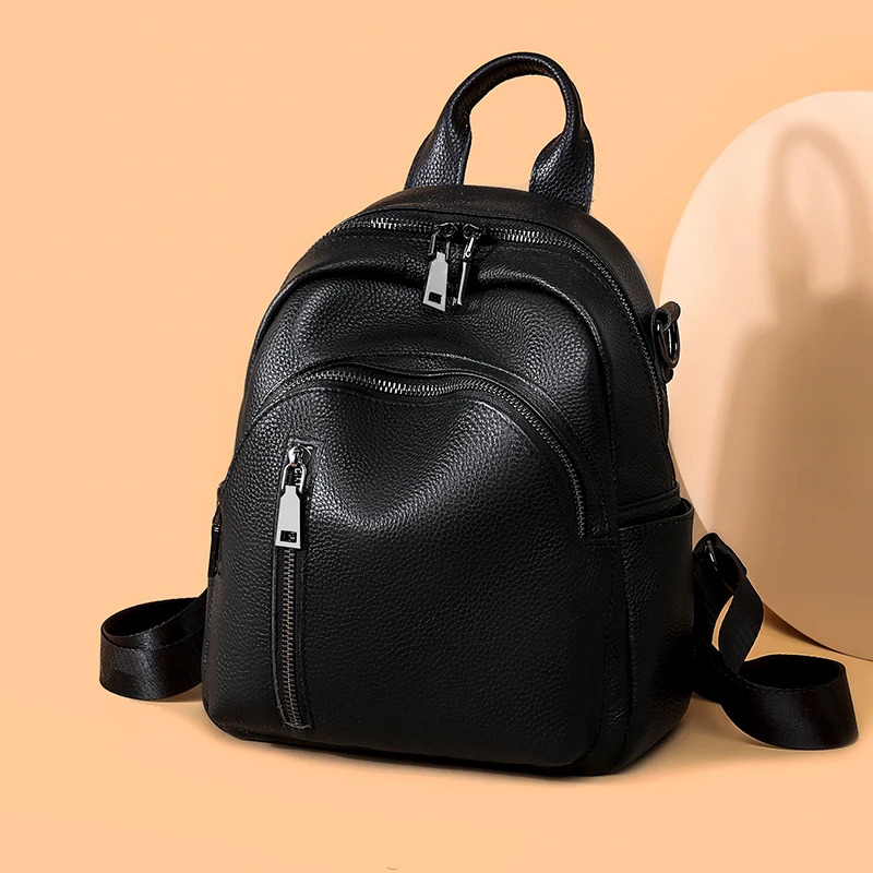 

women's genuine leather backpack bag casual waterproof real cowhide backpacks female luxury back pack women travel bagpack