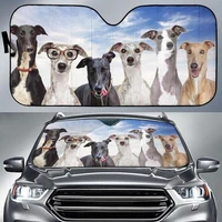 3d funny greyhound team blue sky pattern car sunshade greyhound lover gift greyhound auto sunshade for car decor car windshie