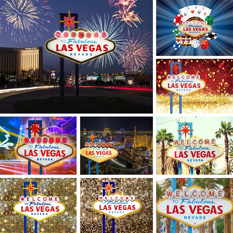 

Las Vegas Party Backdrop Casino Theme Props Banner Vintage Birthday Prom Night Building Background for Photography Decorations