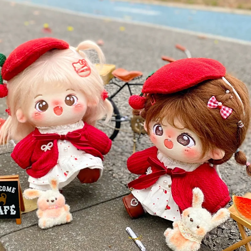 

Original Cute Sweet Cherry Dress Suit Costume 20cm Plush Cotton Doll Change Clothes Kawaii Outfit Cosplay Accessories Girl Gift