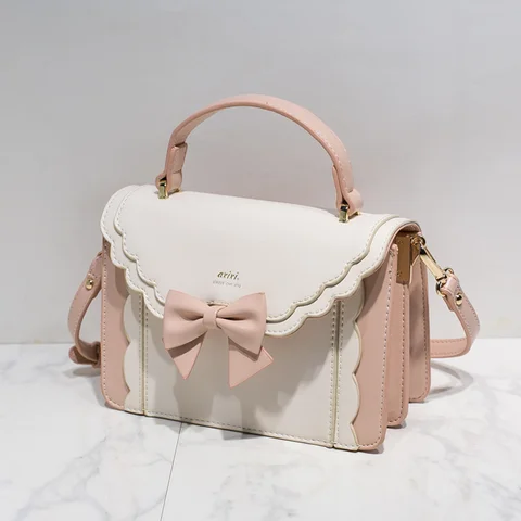 Японские модные милые сумки через плечо с бантом, Женская милая сумочка от известного бренда, Дизайнерская кожаная сумка на плечо для девушек, милый клатч в стиле "Лолита"