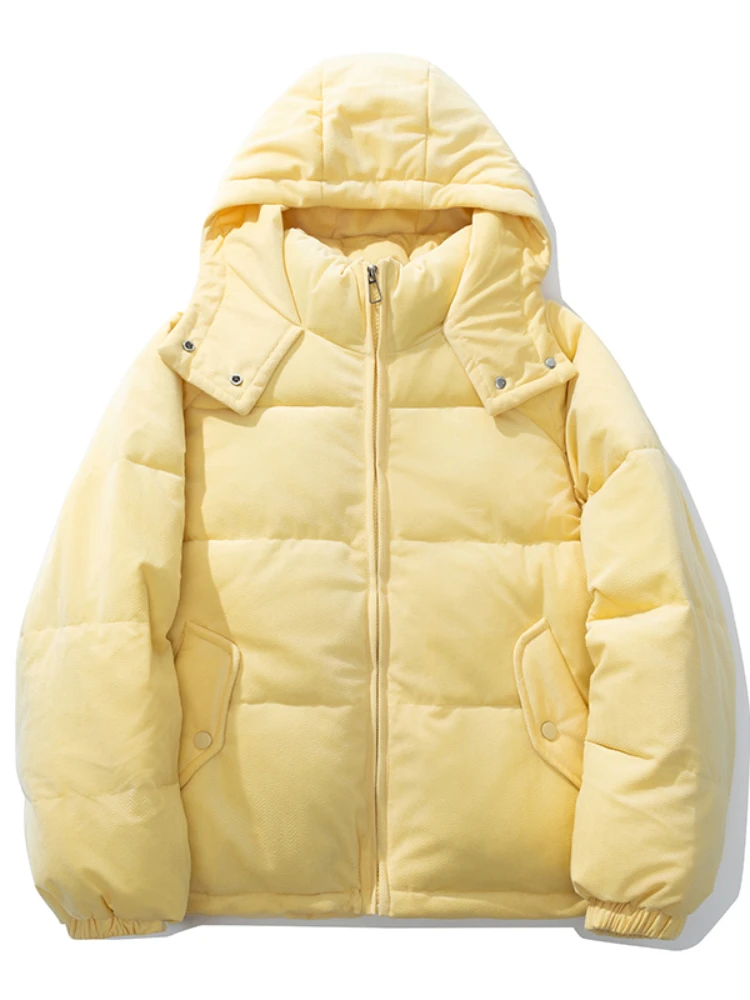 Женская уличная вельветовая куртка-пуховик осенне-зимняя короткая хлопковая