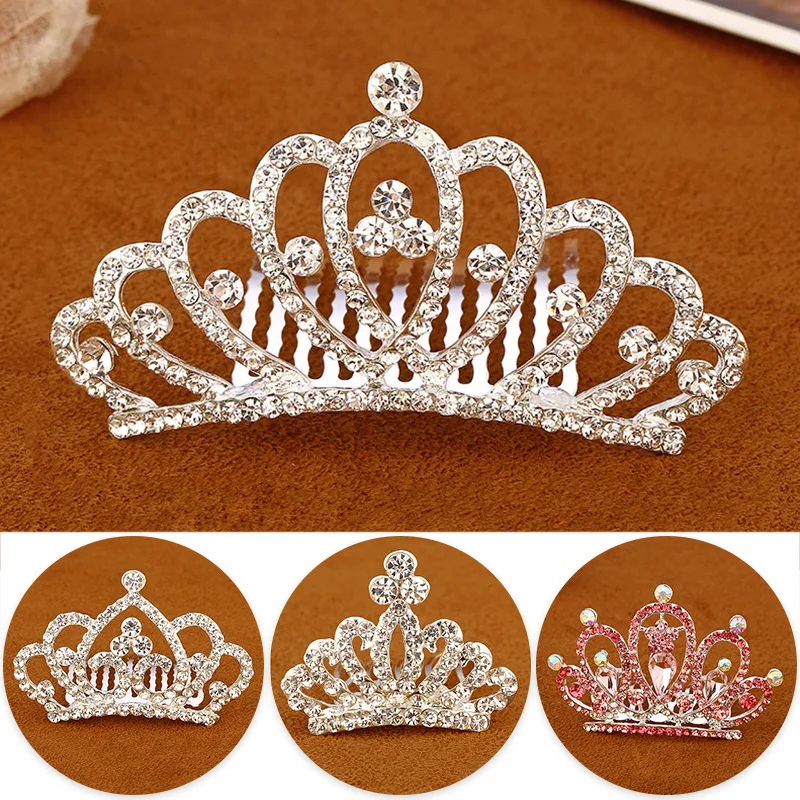 

Richkeda Store Children Mini Crowns Girls Rhinestone Shining Crystal Crown Heart Princess Party Accessiories Hair Combs Hair