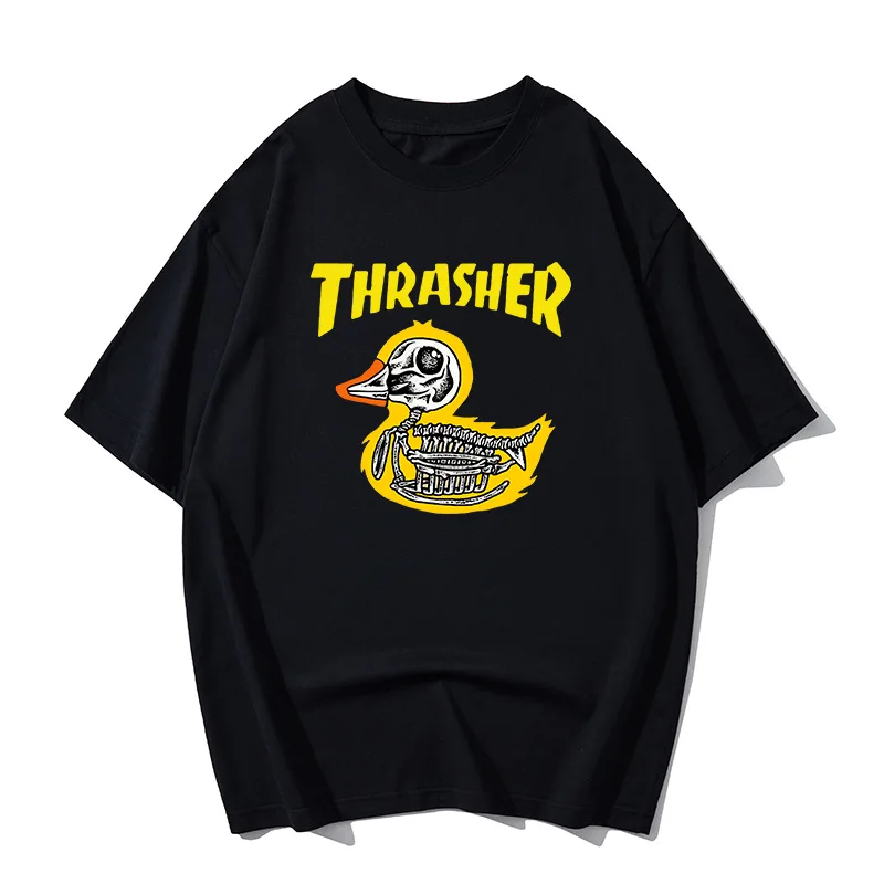 

2023 Роскошные повседневные тонкие хлопковые Смешные Женские футболки с рисунком аниме, Мужская свободная винтажная уличная одежда с круглым вырезом в стиле Харадзюку большого размера