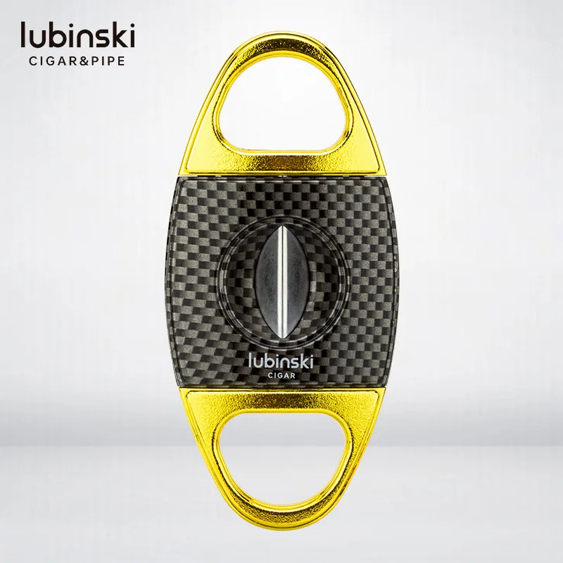 

LUBINSKI Carbon Fiber V Shaped Cutter Dual Blades Super Sharp Luxurious Cigar Cutter Cigar Guillotine Scissors Newest