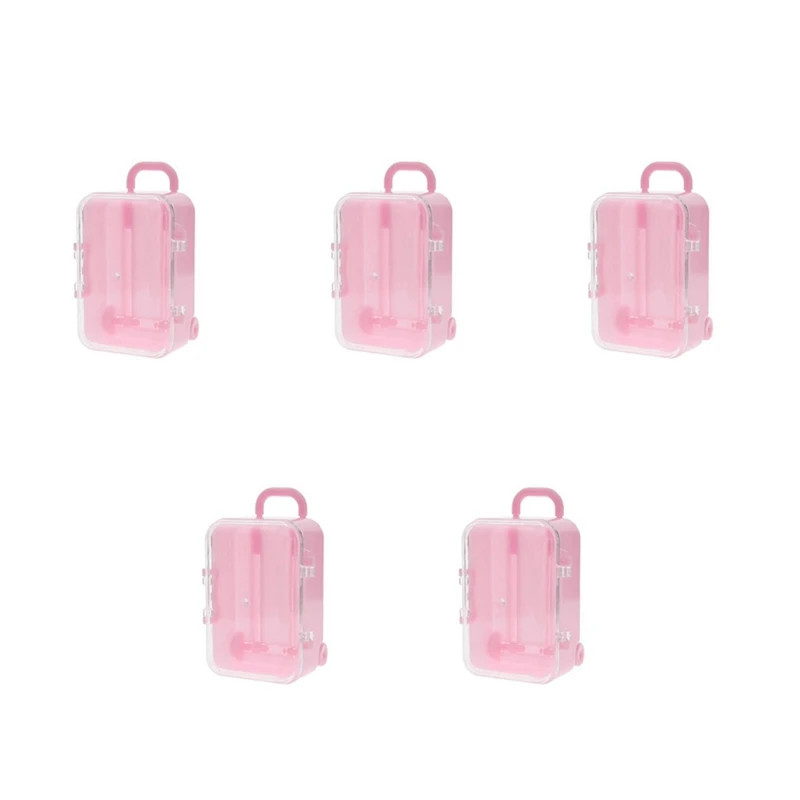 

5X Pink Mini Roller Travel Suitcase Candy Box Personality Creative Wedding Candy Box Luggage Trolley Case